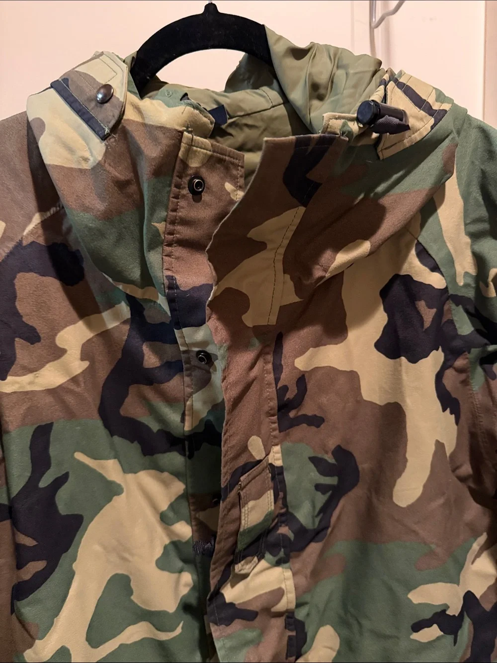 Classic Woodland Camo Military Field Jacket with Hood